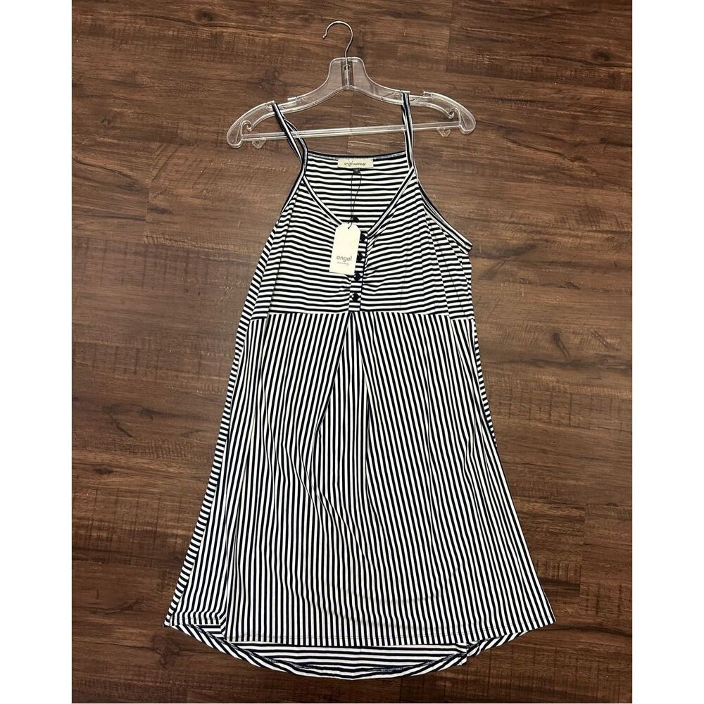 Angel Maternity NWT Black White Stripe A-Line Dress, Sz Medium